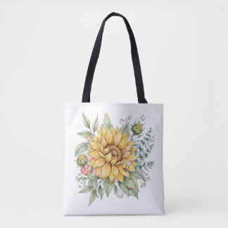 Cute Bijenzonnebloem Watercolor Tuin toteTassen Draagtas
