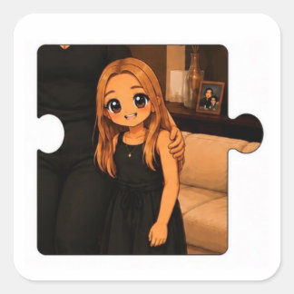 Cute bijpassende familie Kawaii stickerpakket Vierkante Sticker