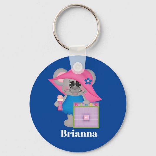 Cute Bingo mouse add name Sleutelhanger (Voorkant)