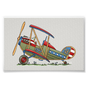 Cute Biplane Foto Afdruk