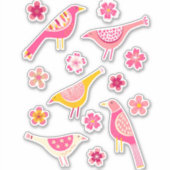 Cute Bird and Flower Sticker (Voorkant)
