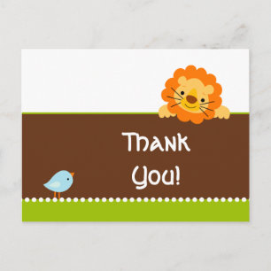 Cute bird and lion dankjewel briefkaart
