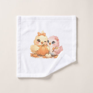 Cute Bird Best Friends Pumpkin Halloween Washandje