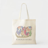 Cute Bird Branch Custom Name Library Book Bag Tote Bag (Voorkant)