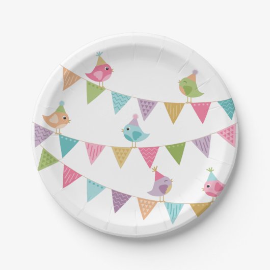 Cute Bird Bunting Papieren Bordje (Voorkant)