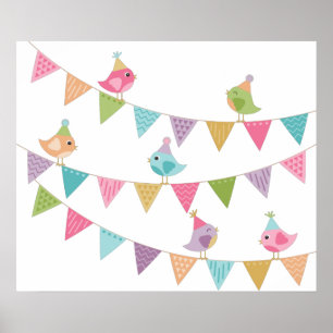 Cute Bird Bunting Poster