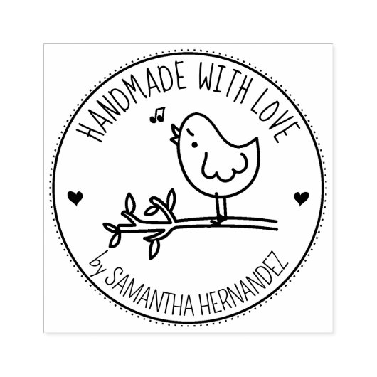 Cute Bird Custom Handmade with love, Rubberstempel (Afrduk)