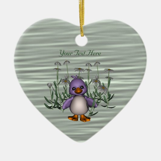 Cute Bird Daisy Flowers Ornament (Voorkant)