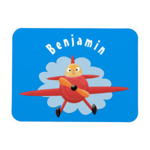 Cute bird flying red airplane cartoon illustratie magneet