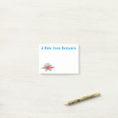 Cute bird flying red airplane cartoon illustratie post-it® notes (Op bureau)