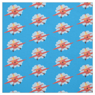 Cute bird flying red airplane cartoon illustratie stof
