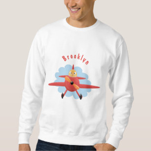 Cute bird flying red airplane cartoon illustratie trui