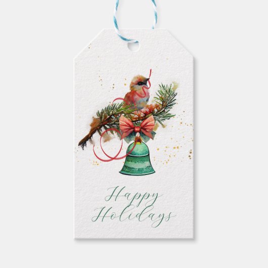 Cute Bird op een Branch met lint Cadeaulabel (Voorkant)