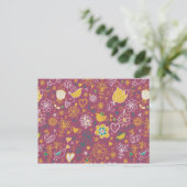 Cute Bird Pattern Two Briefkaart (Staand voorkant)