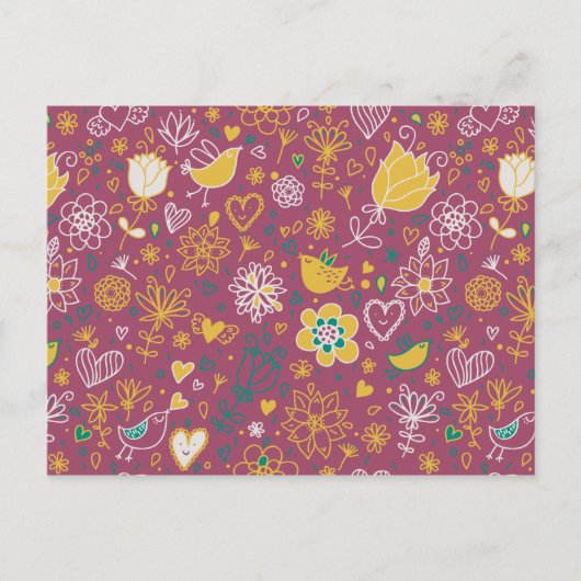 Cute Bird Pattern Two Briefkaart (Voorkant)