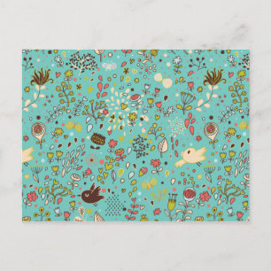 Cute Bird Pattern Vijf Briefkaart