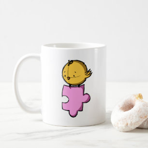 Cute Bird Roze Puzzelstuk Koffiemok