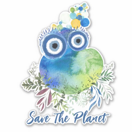 Cute Bird Save the Planet Sticker (Voorkant)