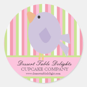 Cute Bird Stripes Business Adverteren Website Ronde Sticker