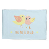 Cute Bird Sweet Dreams Light Blue Kinder Kussensloop (Achterkant)
