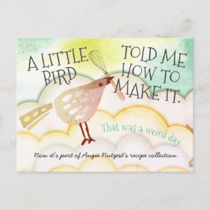 Cute bird whiskookrecept card briefkaart