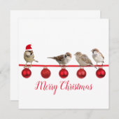 Cute Bird with Santa Hat Merry Kerstmis (Voorkant / Achterkant)