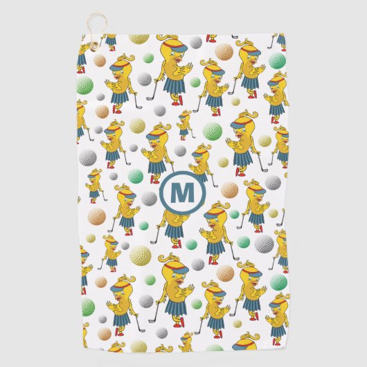 Cute Birdie Initiaal Golfhanddoek (Voorkant)