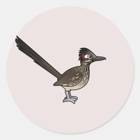 Cute Birdorable Roadrunner Ronde Sticker (Voorkant)