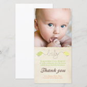 Cute Birds Bedankt voor de Sjabloon van de Baby-fo (Voorkant / Achterkant)