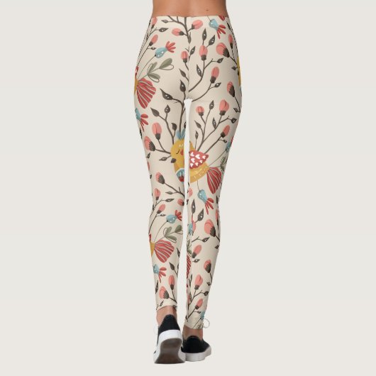 Cute Birds Boho Pattern Leggings (Achterkant)