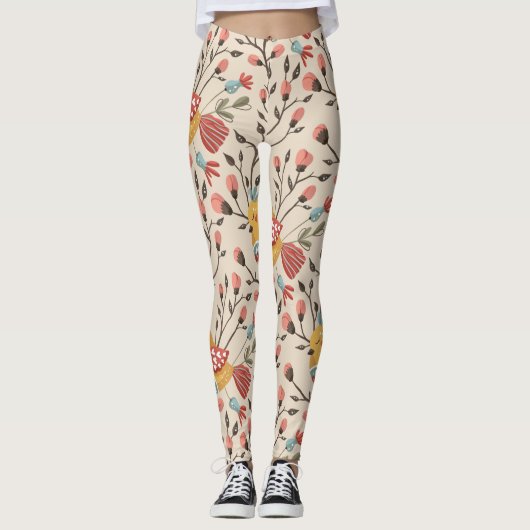 Cute Birds Boho Pattern Leggings (Voorkant)