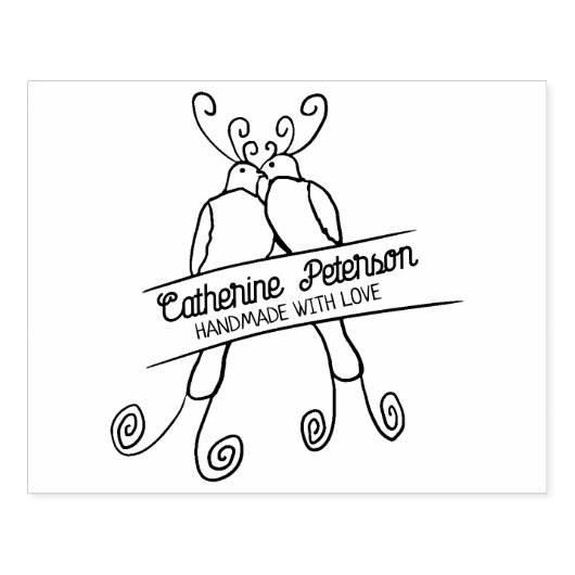 Cute Birds Custom Handmade with love, Large Rubberstempel (Afrduk)