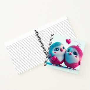 Cute Birds Love Hearts Valentijn Geïnspireerd kuns Notitieboek