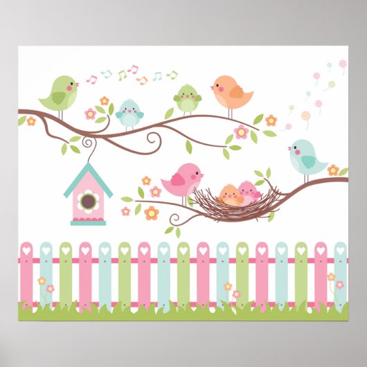 Cute Birds Nest Poster (Voorkant)