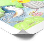 Cute Birds Tea Party Nursery Art Print Poster (Coin)