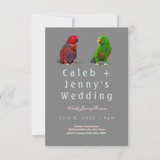 Cute Birds Wedding Invitation Kaart (Voorkant)
