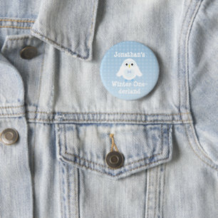 Cute Birthday Boy Winter Onederland Owl Ronde Button 5,7 Cm