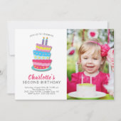 Cute Birthday Cake 2nd Birthday Invitation (Devant)