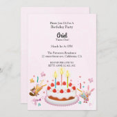 Cute Birthday Cake Anniversaire Invitation (Devant / Derrière)