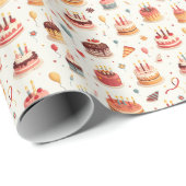 Cute Birthday Cakes Wrapping Paper Cadeaupapier (Rol Hoek)