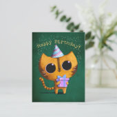 Cute Birthday Cat Briefkaart (Staand voorkant)