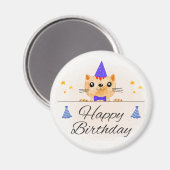 Cute Birthday Cat Photo Magnet Magneet (Voorkant / Achterkant)