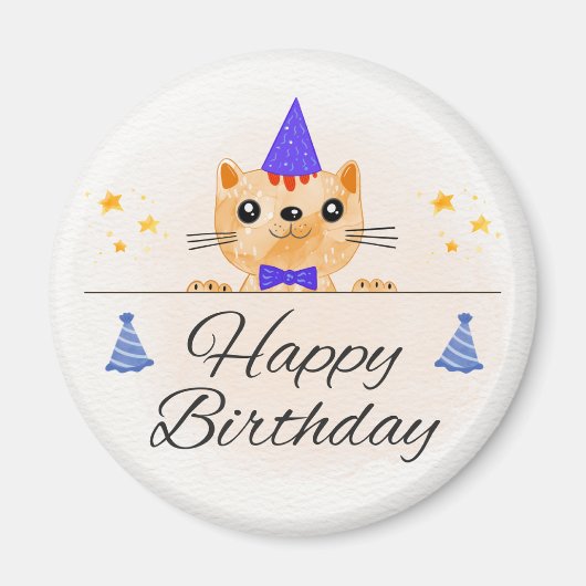 Cute Birthday Cat Photo Magnet Magneet (Voorkant)