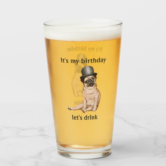 Cute Birthday Dog Glass Glas (Voorkant gevuld)