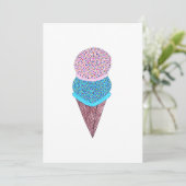Cute Birthday Double Ice Cream in Cone Kaart (Staand voorkant)