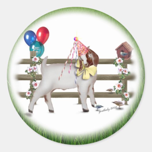 Cute Birthday Goat Ronde Sticker (Voorkant)