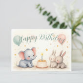 Cute Birthday Greeting with Animal Friends (Staand voorkant)