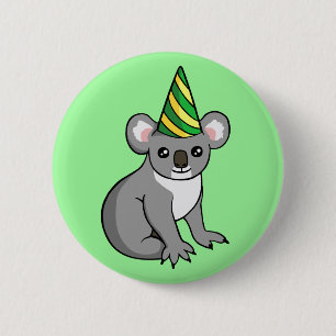 Cute Birthday Koala in Party Pet Drage Badge Ronde Button 5,7 Cm