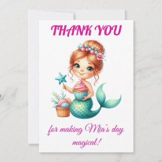 Cute Birthday Mermaid Thank You Card 🧜‍♀️💖 Bedankkaart