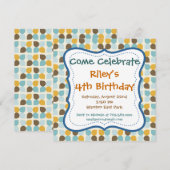 Cute Birthday Party nodigt Sjablonen Boy Girl uit Kaart (Voorkant / Achterkant)